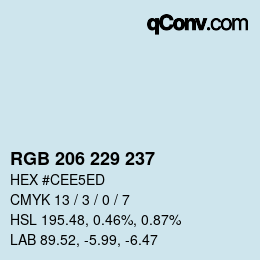Color code: RGB 206 229 237 | qconv.com