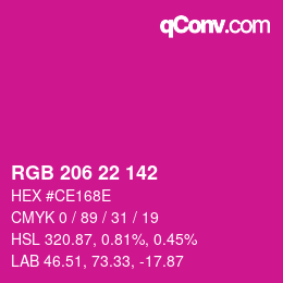 Color code: RGB 206 22 142 | qconv.com