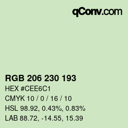 カラーコード: RGB 206 230 193 | qconv.com