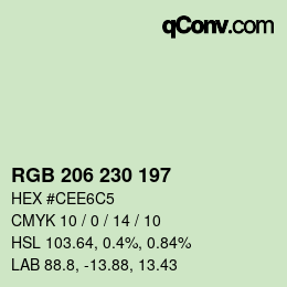 Farbcode: RGB 206 230 197 | qconv.com