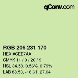 カラーコード: RGB 206 231 170 | qconv.com