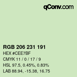 カラーコード: RGB 206 231 191 | qconv.com