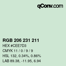 Color code: RGB 206 231 211 | qconv.com