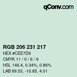 Color code: RGB 206 231 217 | qconv.com