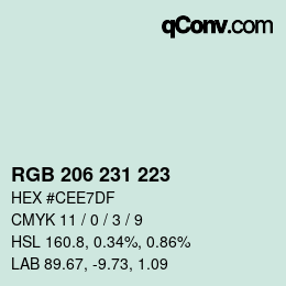 Color code: RGB 206 231 223 | qconv.com