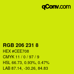 カラーコード: RGB 206 231 8 | qconv.com