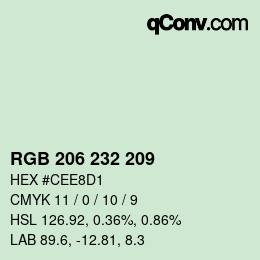 カラーコード: RGB 206 232 209 | qconv.com
