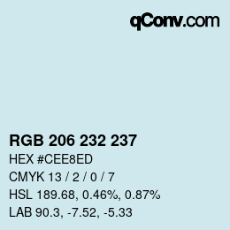 カラーコード: RGB 206 232 237 | qconv.com
