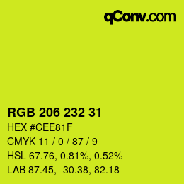 Color code: RGB 206 232 31 | qconv.com