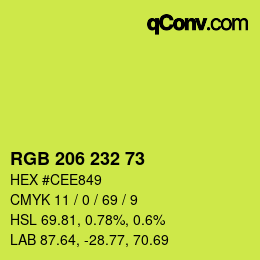 Color code: RGB 206 232 73 | qconv.com