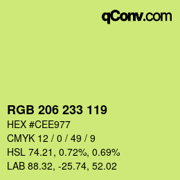 Color code: RGB 206 233 119 | qconv.com