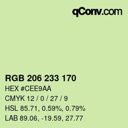 カラーコード: RGB 206 233 170 | qconv.com