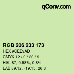 Código de color: RGB 206 233 173 | qconv.com