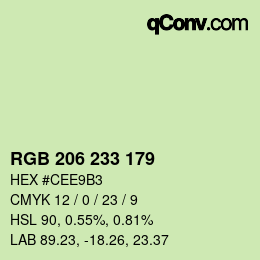 Color code: RGB 206 233 179 | qconv.com