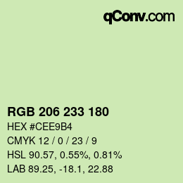 Código de color: RGB 206 233 180 | qconv.com