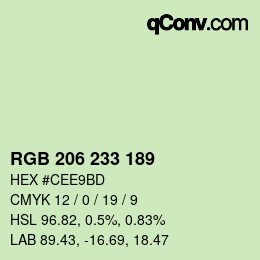 カラーコード: RGB 206 233 189 | qconv.com