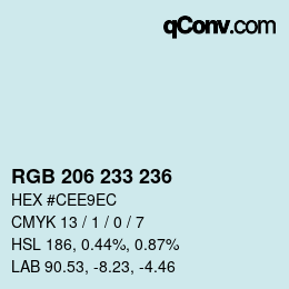 Color code: RGB 206 233 236 | qconv.com