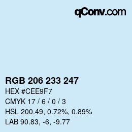 Color code: RGB 206 233 247 | qconv.com
