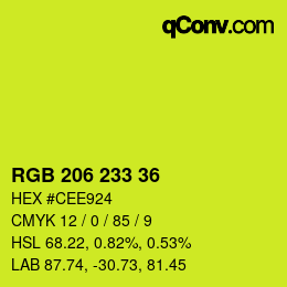 Color code: RGB 206 233 36 | qconv.com