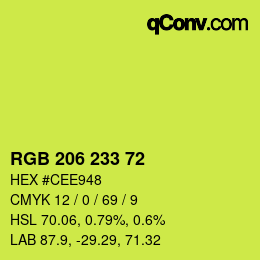 Color code: RGB 206 233 72 | qconv.com