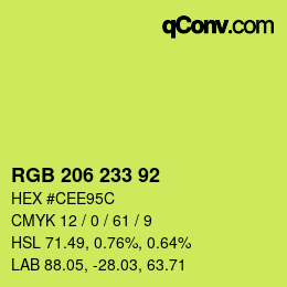 Color code: RGB 206 233 92 | qconv.com