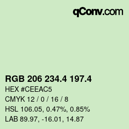 カラーコード: RGB 206 234.4 197.4 | qconv.com