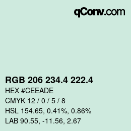 カラーコード: RGB 206 234.4 222.4 | qconv.com