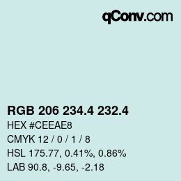カラーコード: RGB 206 234.4 232.4 | qconv.com