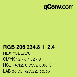 カラーコード: RGB 206 234.8 112.4 | qconv.com