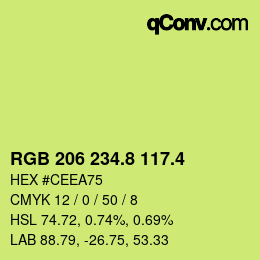 カラーコード: RGB 206 234.8 117.4 | qconv.com