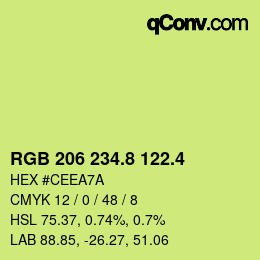 カラーコード: RGB 206 234.8 122.4 | qconv.com