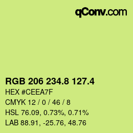 カラーコード: RGB 206 234.8 127.4 | qconv.com
