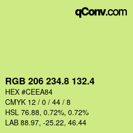 カラーコード: RGB 206 234.8 132.4 | qconv.com