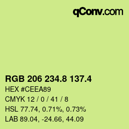 カラーコード: RGB 206 234.8 137.4 | qconv.com