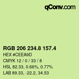 カラーコード: RGB 206 234.8 157.4 | qconv.com