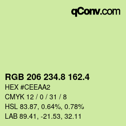 カラーコード: RGB 206 234.8 162.4 | qconv.com