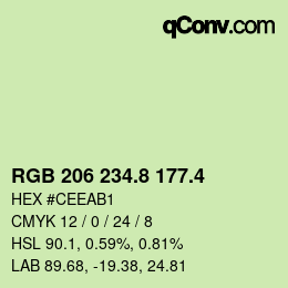カラーコード: RGB 206 234.8 177.4 | qconv.com
