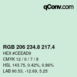 カラーコード: RGB 206 234.8 217.4 | qconv.com