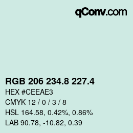 カラーコード: RGB 206 234.8 227.4 | qconv.com