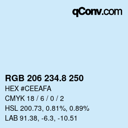 カラーコード: RGB 206 234.8 250 | qconv.com