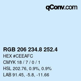 カラーコード: RGB 206 234.8 252.4 | qconv.com