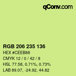 カラーコード: RGB 206 235 136 | qconv.com
