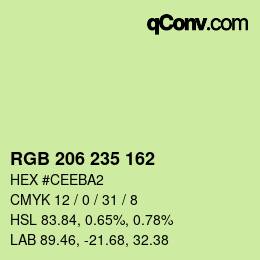 Color code: RGB 206 235 162 | qconv.com