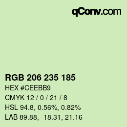 Código de color: RGB 206 235 185 | qconv.com