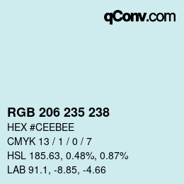 颜色代码: RGB 206 235 238 | qconv.com