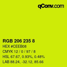 カラーコード: RGB 206 235 8 | qconv.com