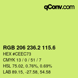 カラーコード: RGB 206 236.2 115.6 | qconv.com
