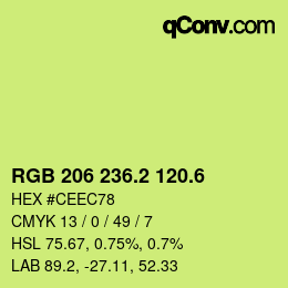 カラーコード: RGB 206 236.2 120.6 | qconv.com
