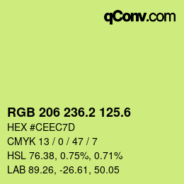 カラーコード: RGB 206 236.2 125.6 | qconv.com
