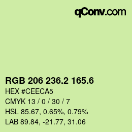 カラーコード: RGB 206 236.2 165.6 | qconv.com